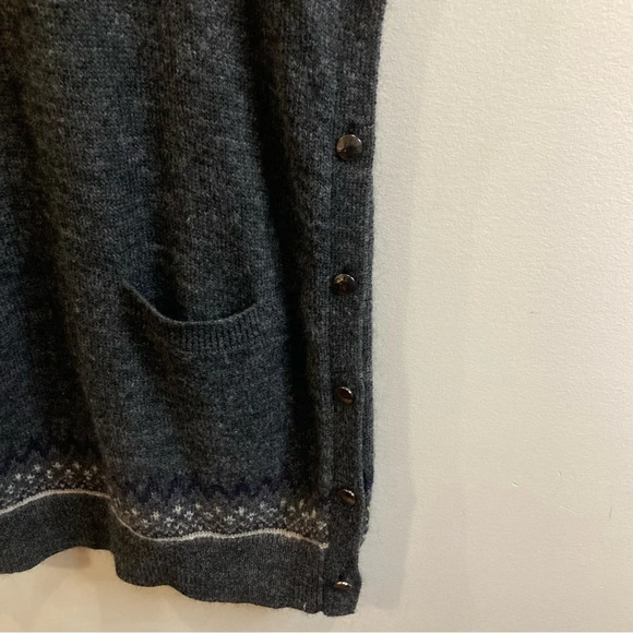 CASSIS Sz  M/L Merino Mohair Side Buttons Pockets Fair Isle Style V-Neck Tunic - Picture 4 of 6